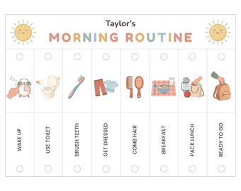 Kids Flip Routine Chart Editable Printable, Morning Evening Bedtime Flip Chart, Visual Schedule For kids Toddler Chore Chart Canva PDF