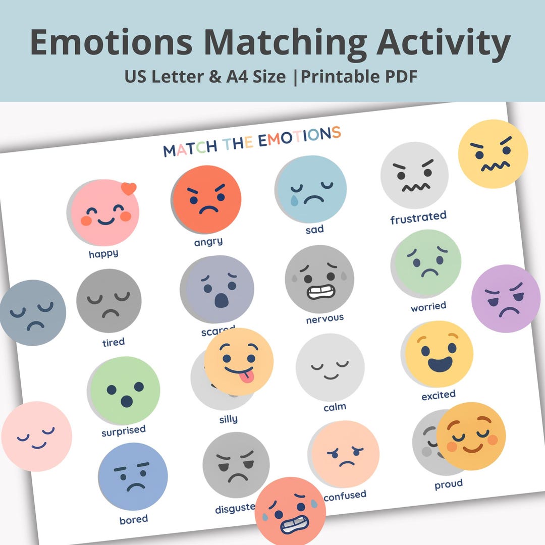 Emotions Matching Activity for Kids | Feelings Flashcards Printable ...