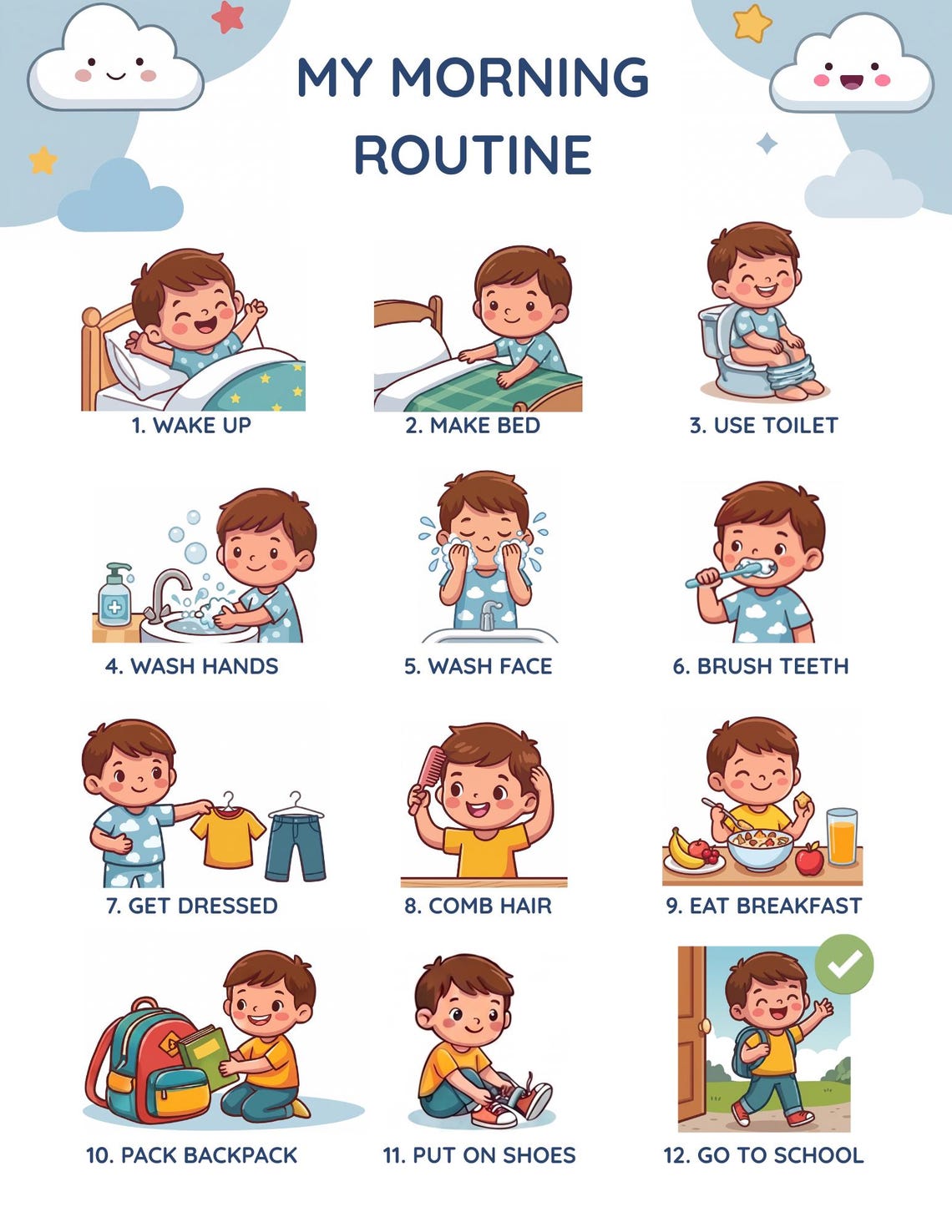 Kids Morning Routine Chart Bundle: Autism, ADHD Friendly Visual ...