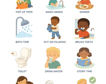 Night Routine Chart for Kids – Bedtime Visual Schedule | Autism & ADHD Friendly | Printable PDF