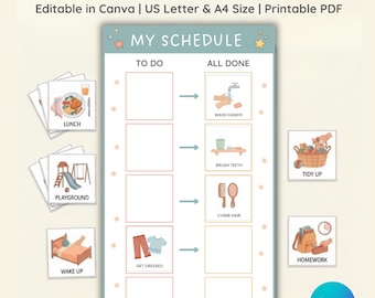 Visual Schedule with Activity Icons - Autism ADHD Printable ABA Therapy Tool, Home school, ASD Special Education