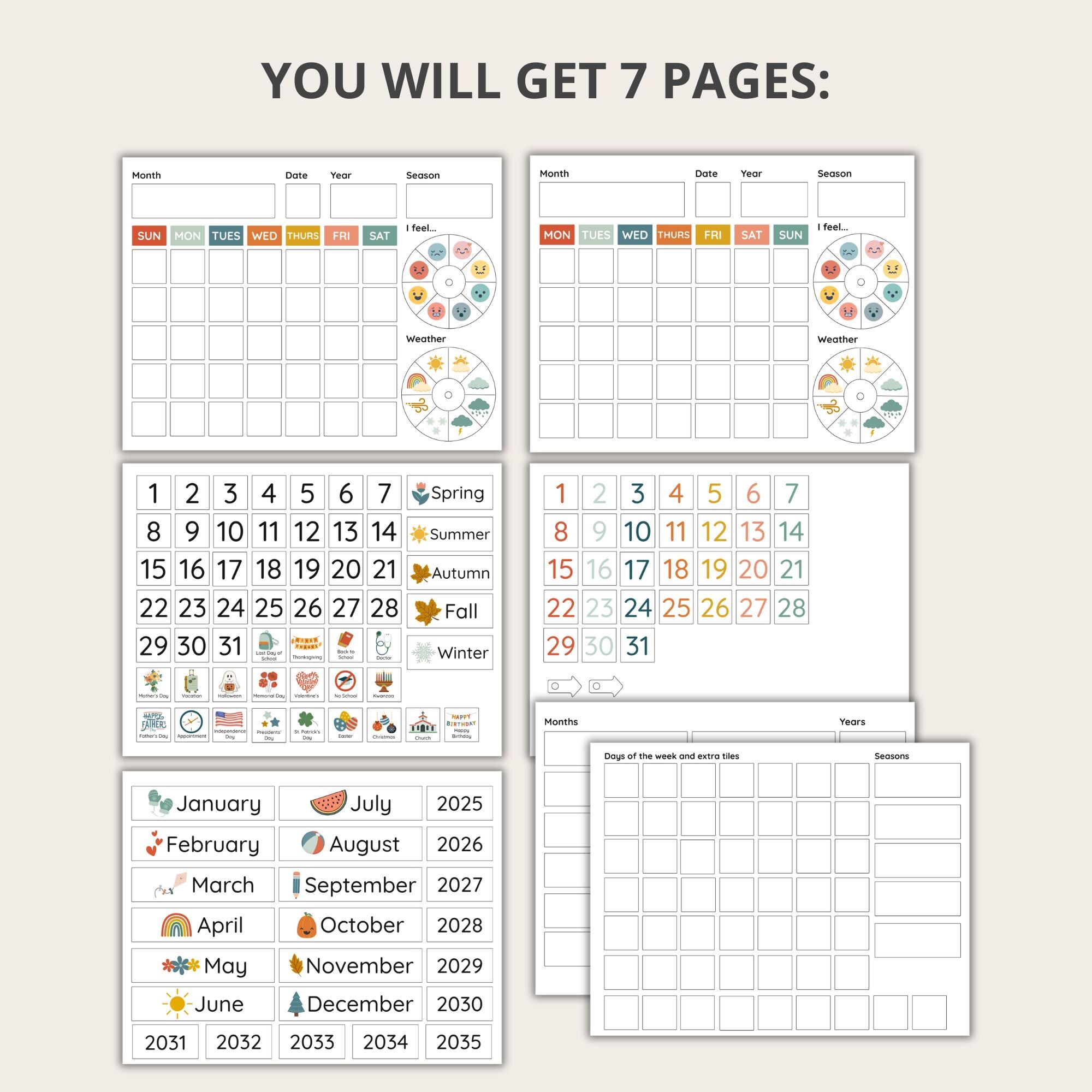 Perpetual Calendar Circle Time, Wall Calendar, Kids Calendar, Classroom ...