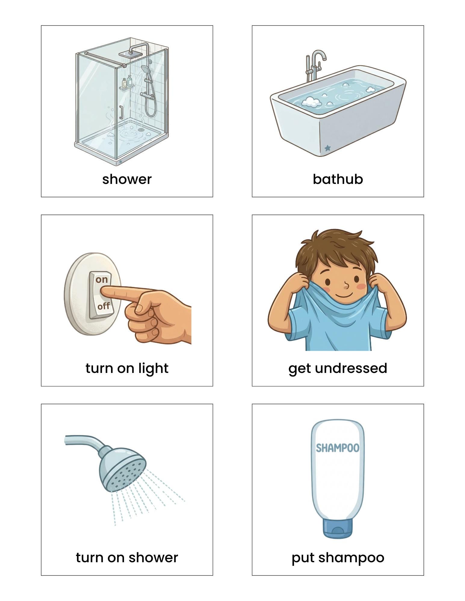 Autism Shower Routine Editable Autism Shower Routine Flashcards for Boys, AAC Communication ...