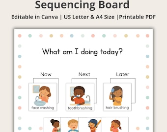 170 Editable Routine Cards, Sequencing Board, Now Next Later Sequencing Board, Visual Chart, ADHD Autism Schedule, SEND, Communication Chart