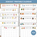 Editable Calendar 2026\/2027 for Kids, Calendar 2026\/2027 Calendar, Cute Calendar Homeschool Calendar Printable Monthly Calendar Kids PDF product logo