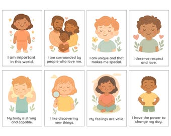 Tarjetas de afirmación para niños, tarjetas de afirmación positiva, tarjetas motivacionales, salud mental infantil, tarjetas para la ansiedad infantil, tarjetas para la lonchera