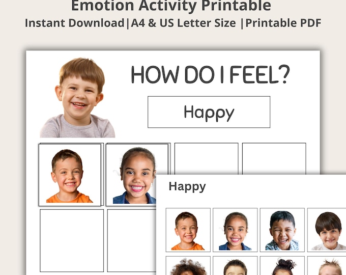 Emotions & Feelings Chart, Real Pictures/photos. Perfect for Toddlers ...