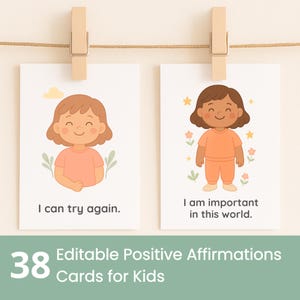Affirmation Cards For Kids Printable, Positive Affirmation Cards, Motivational Cards, Kids Mental Health, Anxiety Cards, Montessori, Autism