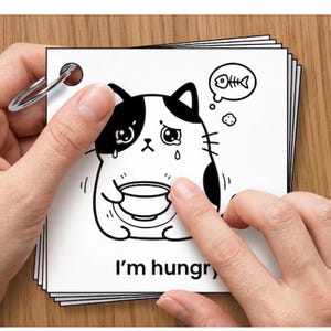 57 Autism Communication Cards for Nonverbal Kids & Adults – AAC Visual Cards, Sensory and Meltdown Support, Funny Cat Theme Printable