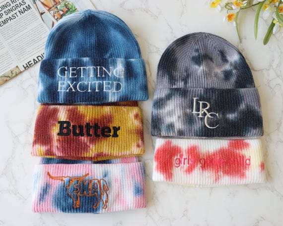 Personalized Embroidered Tie-dye Beanie Winter Hat Classic  display picture 1