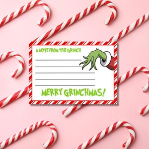Utskrivbar Grinch-anteckning till jul: Älver, Grinch-tema (nedladdning direkt)