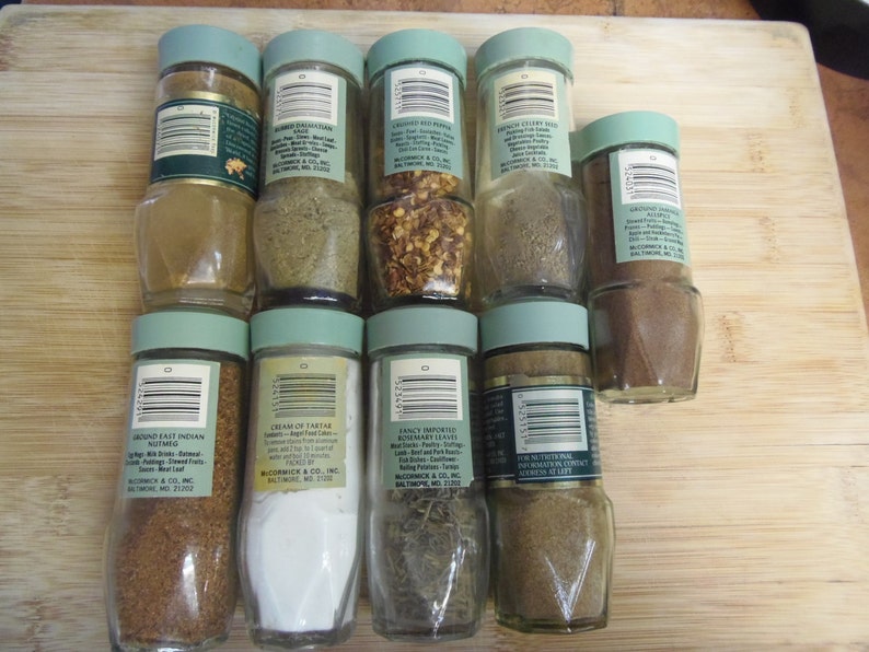 9 Vintage McCormick Glass Spice Jars Set of 9 1970/1980 Etsy