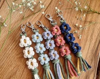 Macramee flower keychain ***100% of proceeds go to animal welfare*** gift idea, sustainability, recycled cotton