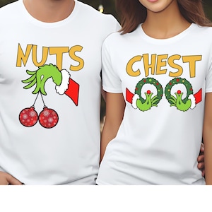 Chest Nuts Couples Matching Shirts, Funny Christmas Matching Shirts, Holiday shirt, Cute Christmas Shirt | Hooded | Sweatshirt