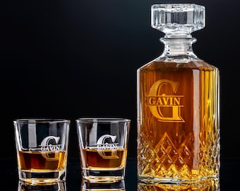 Personalized Groomsmen Gift Set, Custom Whiskey Decanter and Glasses, Best Man Proposal, Bachelor Party Gift, Wedding Party Gift, Dad Gift