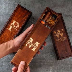 Personalized Groomsmen Gifts Box, Engraved Wooden Box for Wedding, Best Man Gift, Custom Empty Wood Box, Groomsmen Proposal, Cigar Gift Box