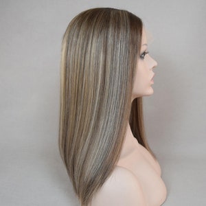 Bruinblond highlights Europees maagdelijk haar koosjer pruiken Joodse pruiken met Zwitserse vetersluiting Sheitel