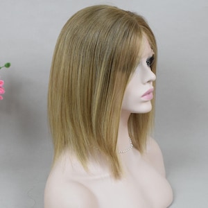 12" Balayage asbruin Europees maagdelijk haar Joodse pruik Sheitel Swiss Lace top koosjere pruiken Sheitel