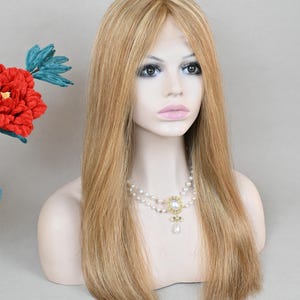 Swiss Lace Top Strawberry Light Brown Highlights European Human Virgin Hair Kosher Wig Lace  Front Jewish Wig Sheitel For Women