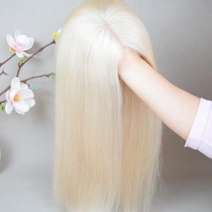 Platinum Blonde European Virgin Hair Jewish Wig Sheitel Swiss Lace Top Kosher Wig For Women