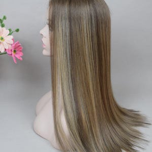 Balayage Bruin Blond Europese Menselijk Maagd Haar Koosjer Pruik Sheitel Zwitserse Lace Top Joodse Pruik Cadeaus Voor Vrouwen Alopecia Haaruitval