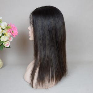 Donkerbruine Balayage-pruik met Zwitsers kanten topje: Europees puur mensenhaar