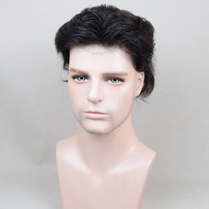 Peluca Auspiciouswig con sistema de encaje francés, peluquín de cabello humano para hombre, regalo para hombres imagen 14