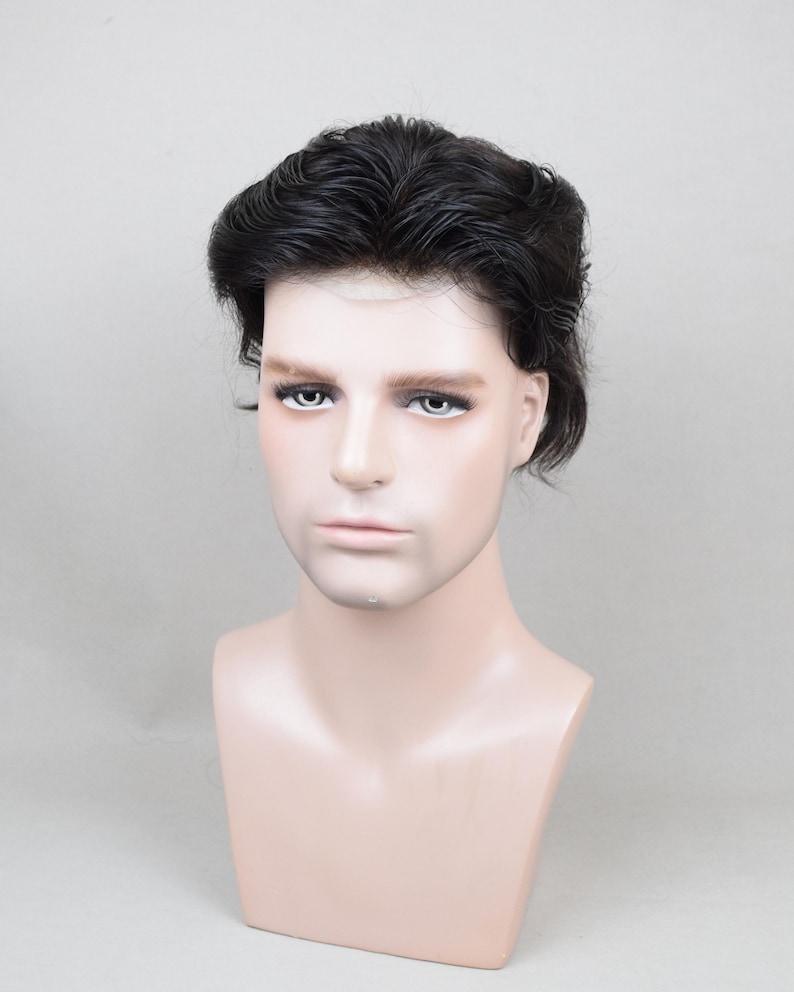 Peluca Auspiciouswig con sistema de encaje francés, peluquín de cabello humano para hombre, regalo para hombres imagen 14