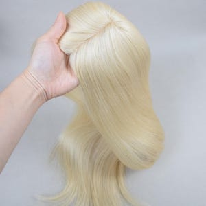 12“-20&quot; Light Blonde European Human Virgin Hair Topper 6x6.5&quot; Silk Skin Top Hairpiece Toupee Gifts For Women For Hair Volume