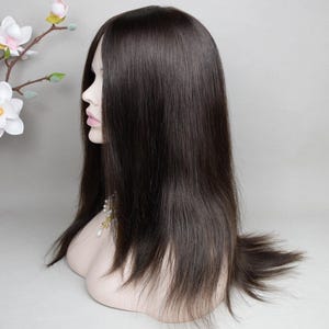 Zijden top donkerbruin Europees maagdelijk haar Joods koosjere pruik Sheitel