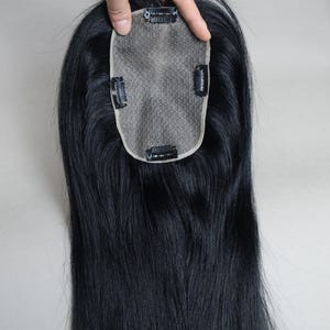 Jet Black European Virgin Hair Topper 4x6" Fine Mono Base Toupee Hairpiece Gifts For Women For Thinning Hair