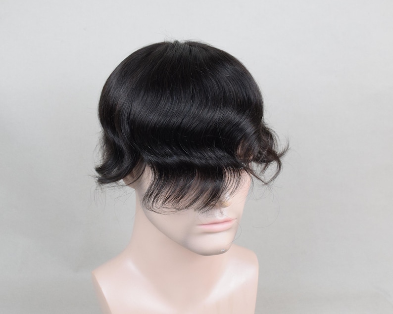 Peluca Auspiciouswig con sistema de encaje francés, peluquín de cabello humano para hombre, regalo para hombres imagen 17