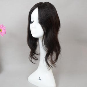 Mono PU Base Black Human Virgin Hair Topper Toupee For Women For Thinning Hair