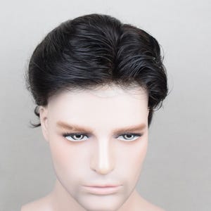 Peluca Auspiciouswig con sistema de encaje francés, peluquín de cabello humano para hombre, regalo para hombres imagen 15