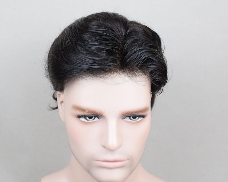 Peluca Auspiciouswig con sistema de encaje francés, peluquín de cabello humano para hombre, regalo para hombres imagen 15