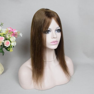 4x6&quot; Monofilament Base Hair Topper Medium Brown European Virgin Hair Topper Toupee Hairpiece Gifts For Women For Hair Volume