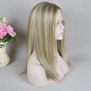 Lace Top Balayaged Blonde European Human Virgin Hair Jewish Wig Sheitel Swiss Lace Top Kosher Wig Gifts For Women Hair Volume