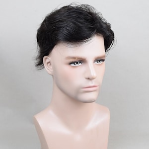 Peluca Auspiciouswig con sistema de encaje francés, peluquín de cabello humano para hombre, regalo para hombres imagen 6