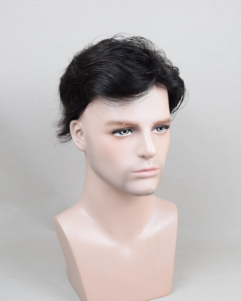 Peluca Auspiciouswig con sistema de encaje francés, peluquín de cabello humano para hombre, regalo para hombres imagen 6