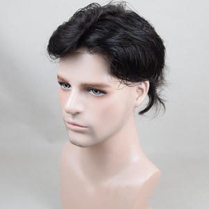 Peluca Auspiciouswig con sistema de encaje francés, peluquín de cabello humano para hombre, regalo para hombres imagen 7