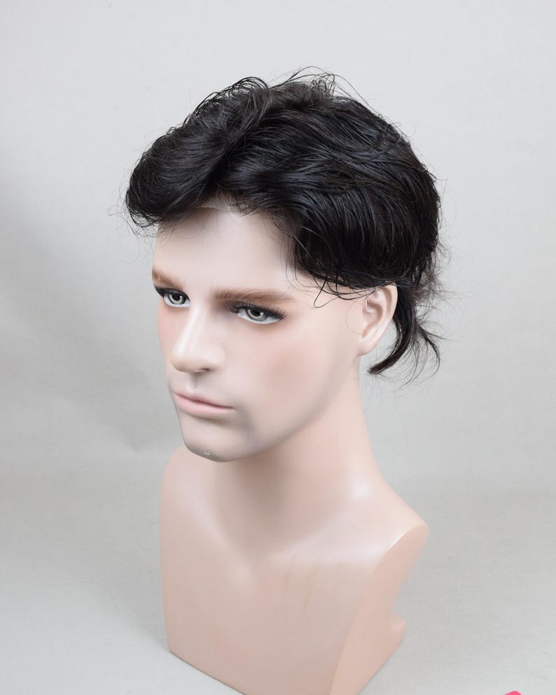 Peluca Auspiciouswig con sistema de encaje francés, peluquín de cabello humano para hombre, regalo para hombres imagen 7