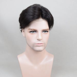 Peluca Auspiciouswig con sistema de encaje francés, peluquín de cabello humano para hombre, regalo para hombres imagen 13