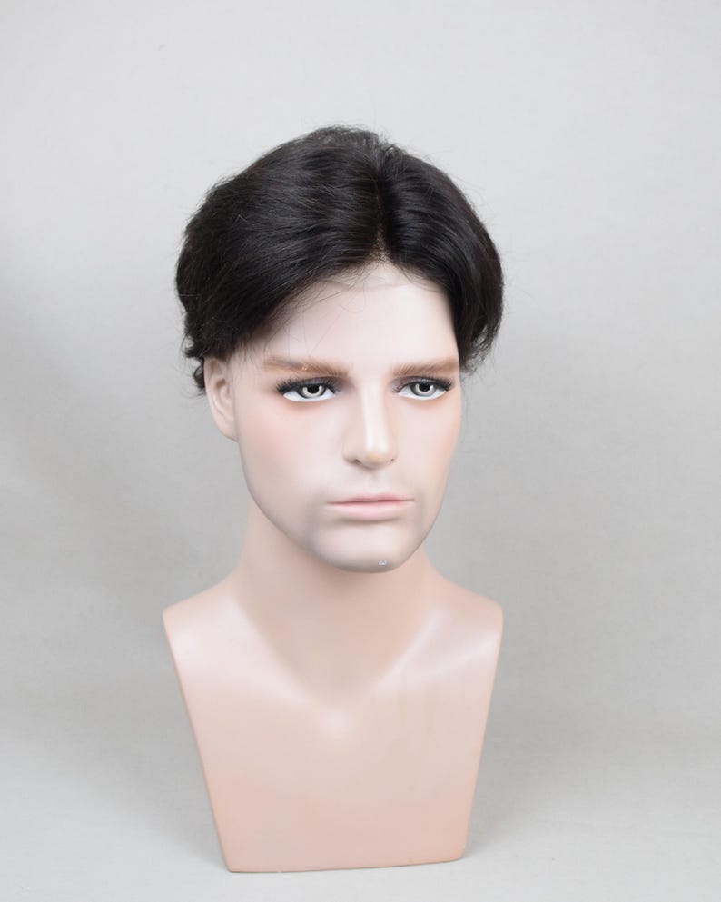 Peluca Auspiciouswig con sistema de encaje francés, peluquín de cabello humano para hombre, regalo para hombres imagen 13