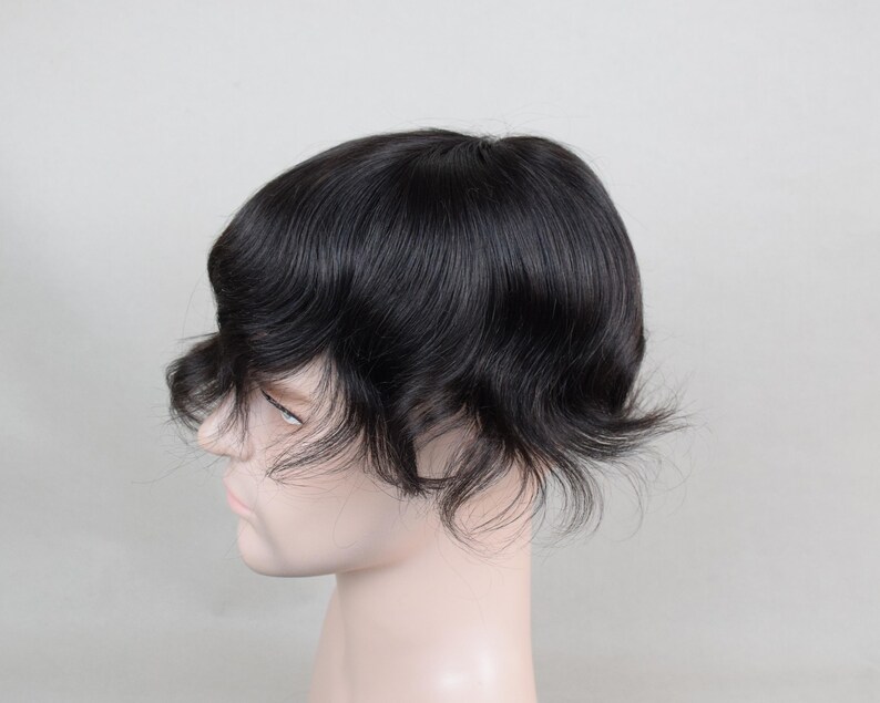 Peluca Auspiciouswig con sistema de encaje francés, peluquín de cabello humano para hombre, regalo para hombres imagen 16