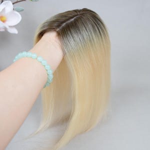 3x5&quot; Silk Base Rooted Blonde Human Hair Topper Luxious Quality Silk Hair Toupee Gifts For Women Thinning Hair
