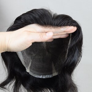 Peluca Auspiciouswig con sistema de encaje francés, peluquín de cabello humano para hombre, regalo para hombres imagen 11