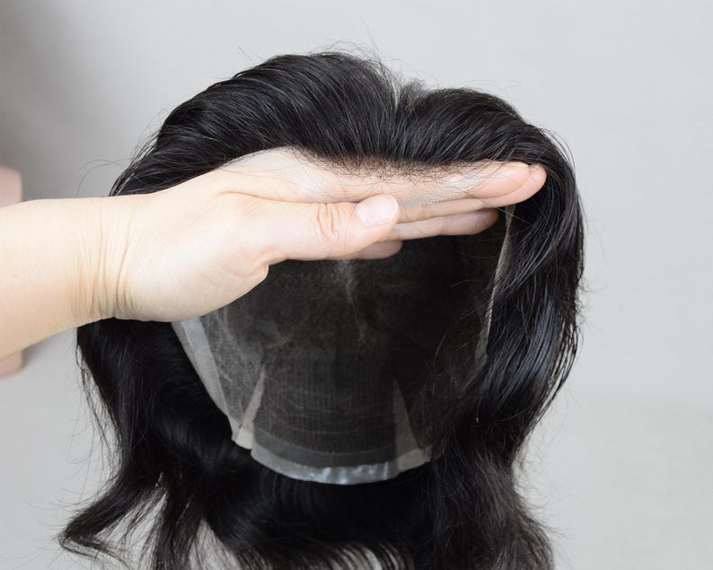 Peluca Auspiciouswig con sistema de encaje francés, peluquín de cabello humano para hombre, regalo para hombres imagen 11
