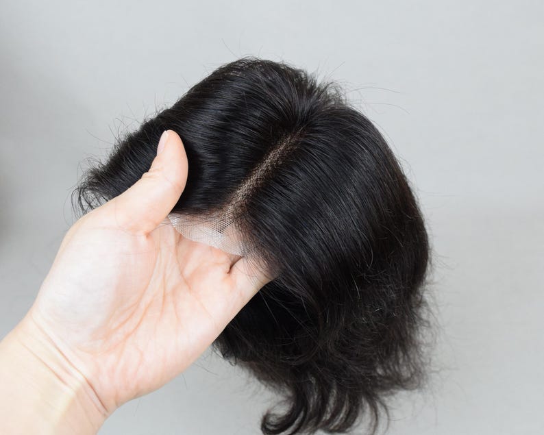 Peluca Auspiciouswig con sistema de encaje francés, peluquín de cabello humano para hombre, regalo para hombres imagen 12