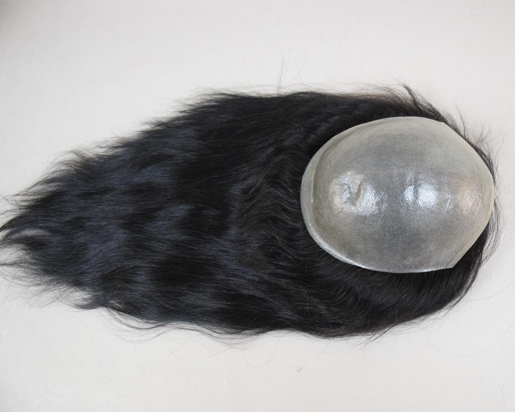 Full PU Thin Skin Black Human Virgin Hair Topper For Alopecia Human Hair System PU Toupee For Women Hair Loss