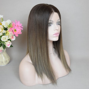 Ombre bruin Europees maagdelijk haar Joodse pruiken: Zwitsers kant koosjer pruiken Sheitel